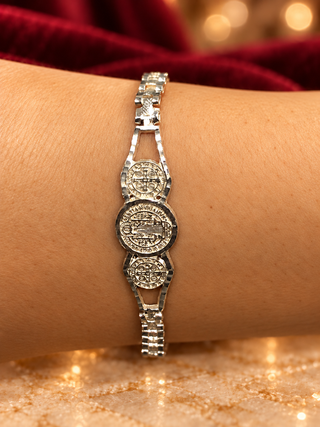 Triple Religious-Motif Medallion Bracelet, Rochel Jewelry collection photograph