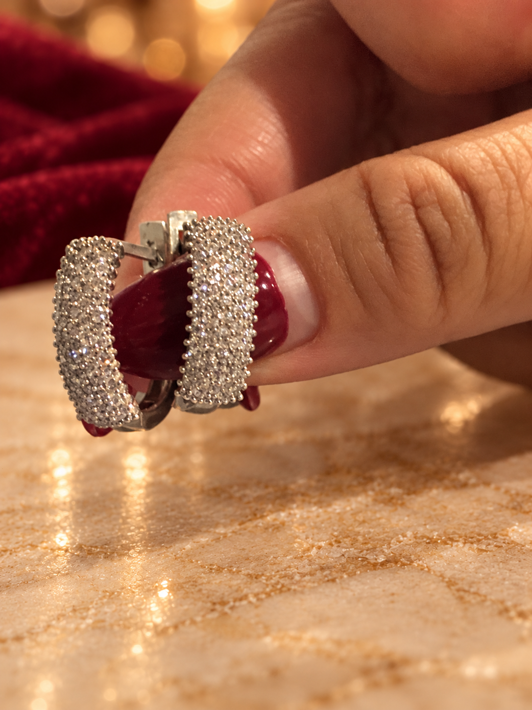 Sparkle-Detail Hoop Earrings, Rochel Jewelry collection photograph