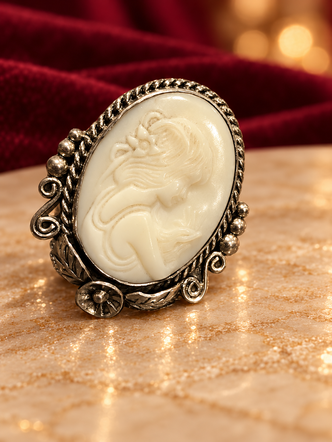 Carved-Profile Cameo-Style Ring, Rochel Jewelry collection photograph
