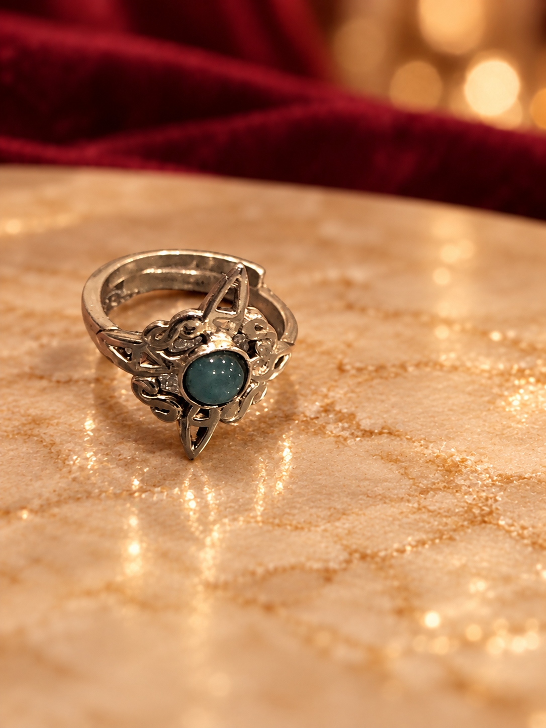 Teal-Center Openwork Ring, Rochel Jewelry collection photograph