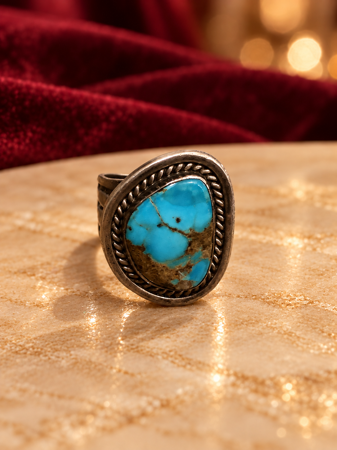 Blue-Veined Asymmetric Accent Ring